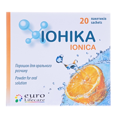 ІОНІКА порошок для орального розчину, по 4,4 г порошку в пакетику; по 20 пакетиків у картонній коробці